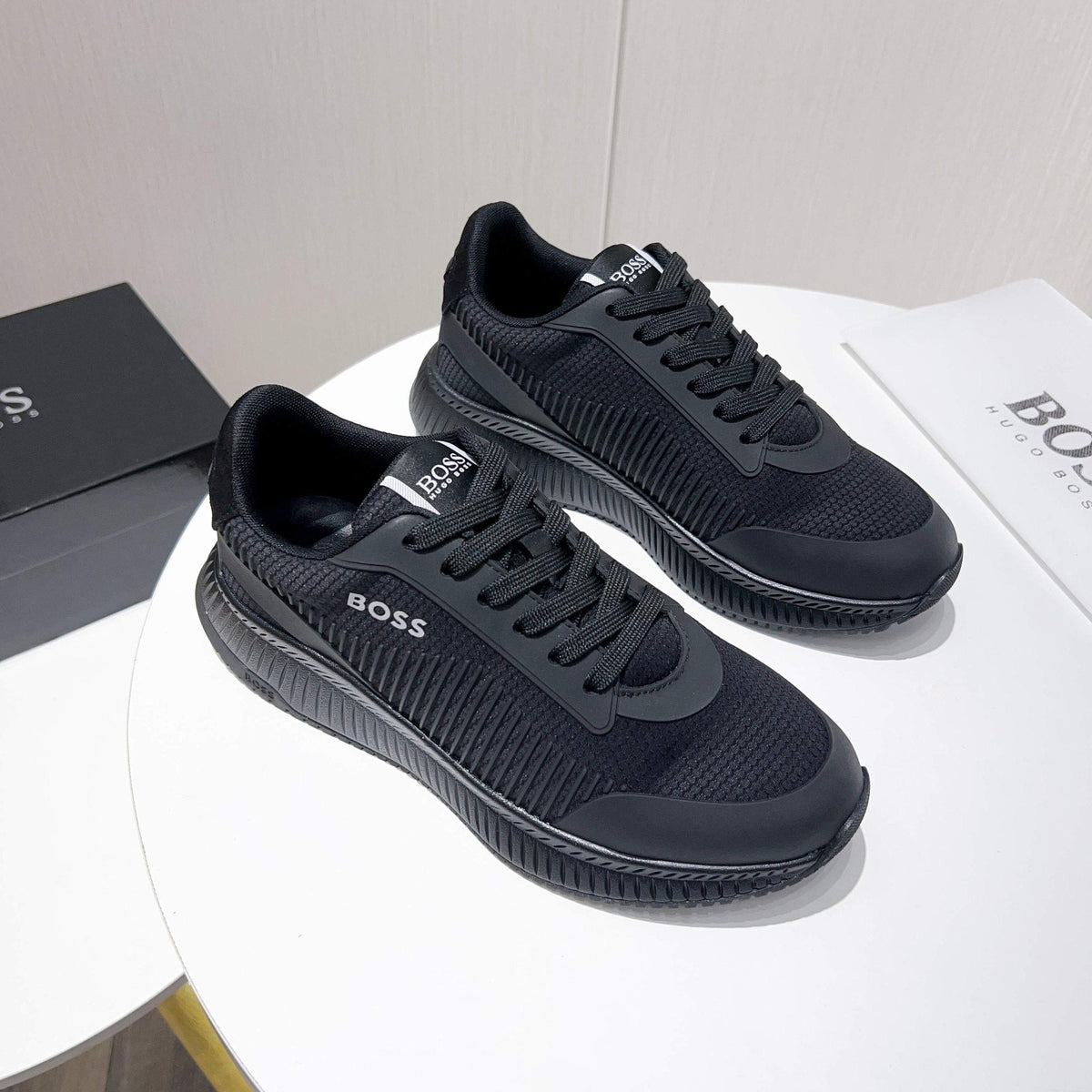 Hugo Boss Black Knit Sneakers — hero