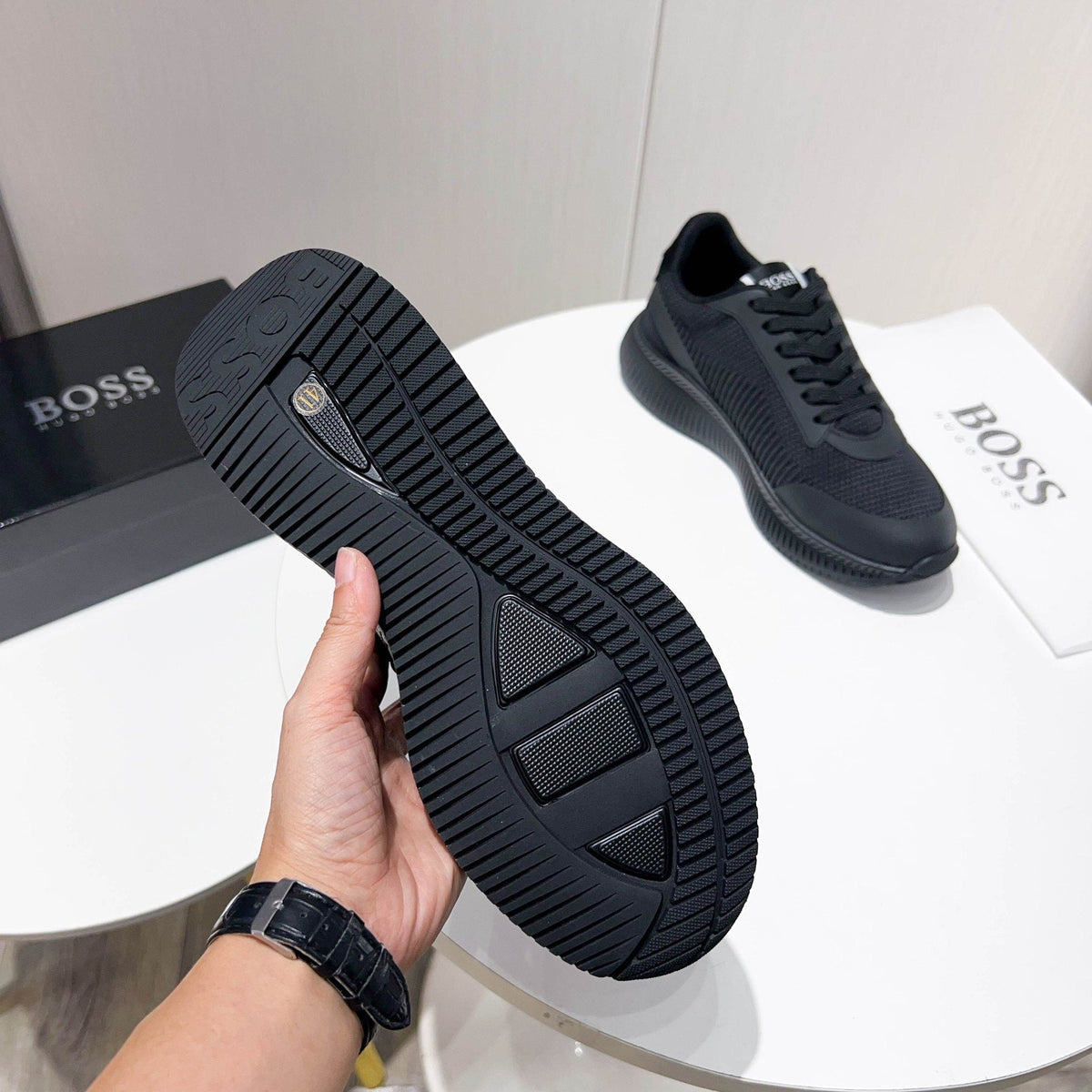 Hugo Boss Black Knit Sneakers — detail