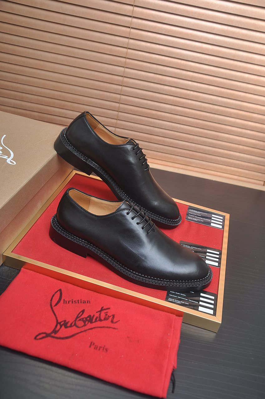 Christian Louboutin Black Red Sole Lace-Up Dress Shoes — side