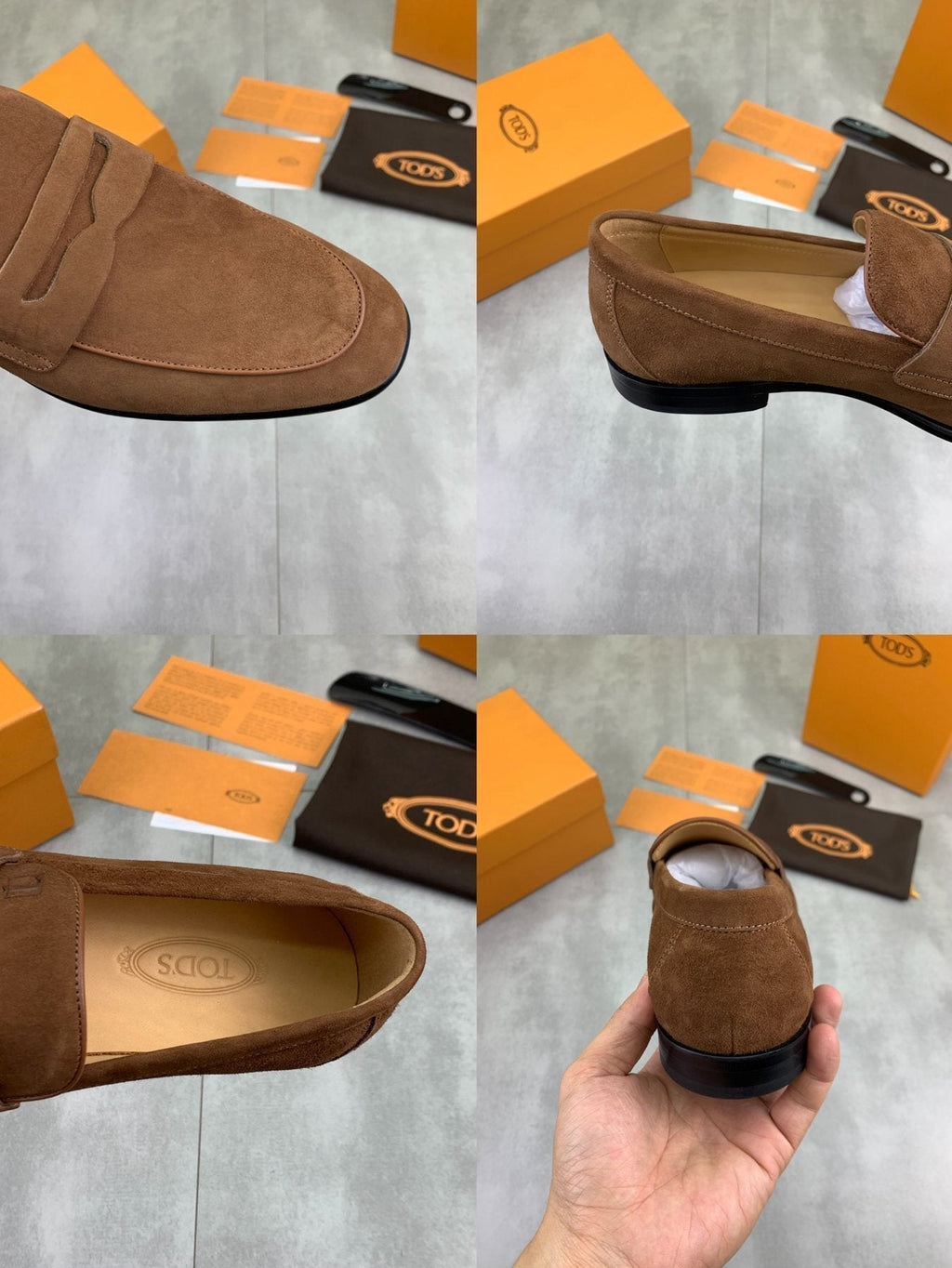 Tod's Brown Suede Penny Loafers — front