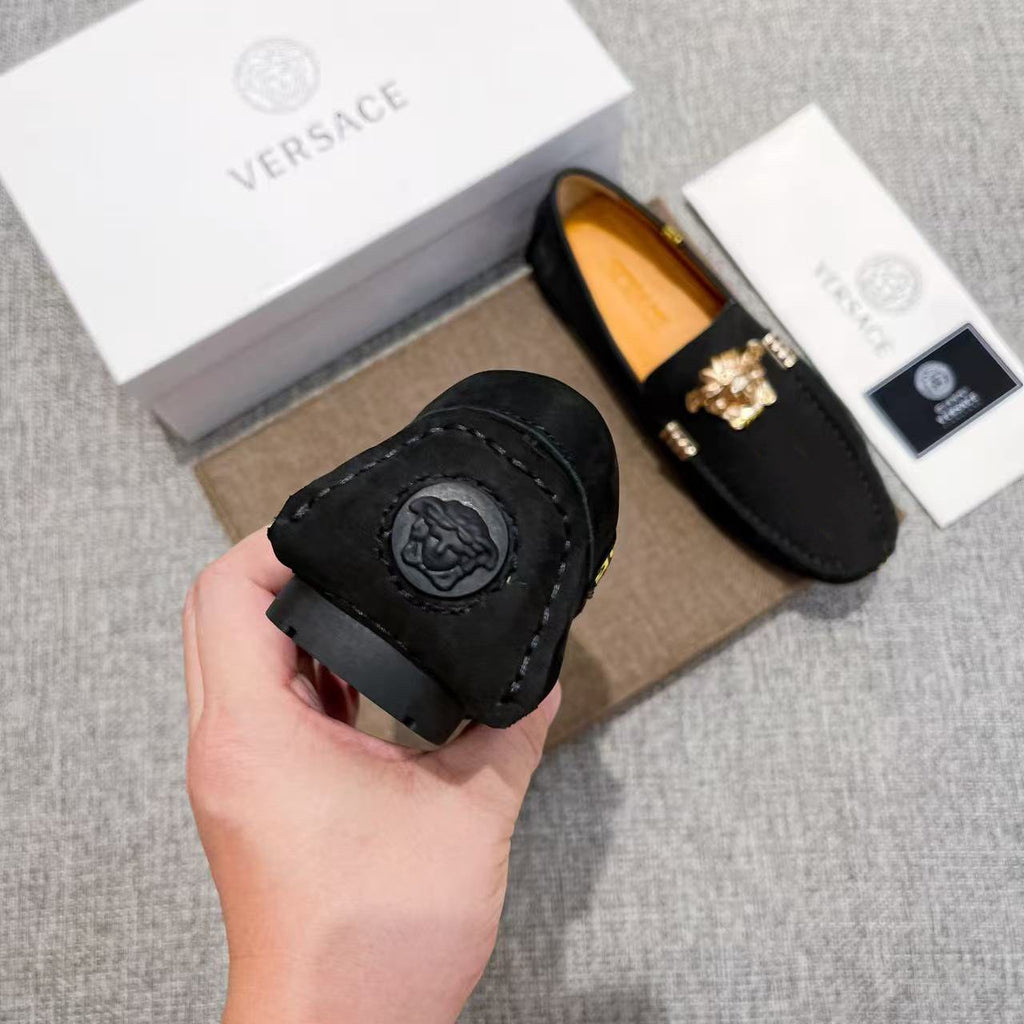 Versace Black Gold Medusa Loafers — detail