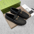 微商相册测试鞋子-Gucci Black Textured Horsebit-Style Loafers — hero