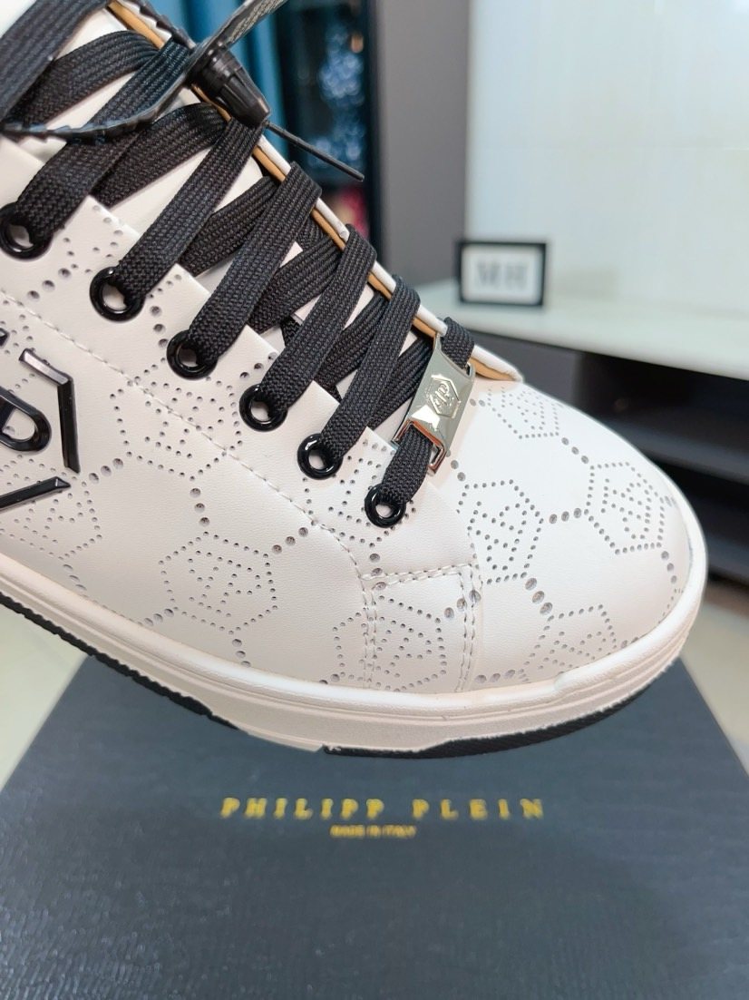 PHILIPP PLEIN White Black Accent Sneakers — detail
