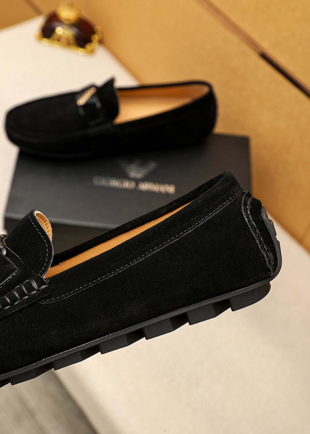 Prada Black Metal Bar Loafers — model
