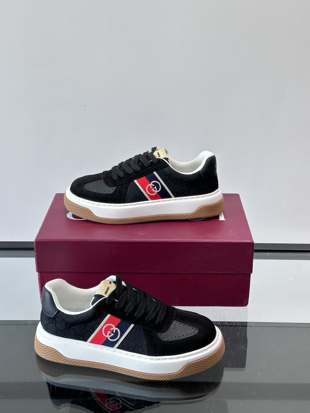 Gucci Black Stripe Sneakers — side