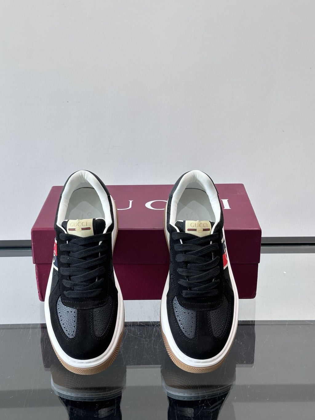 Gucci Black Stripe Sneakers — front