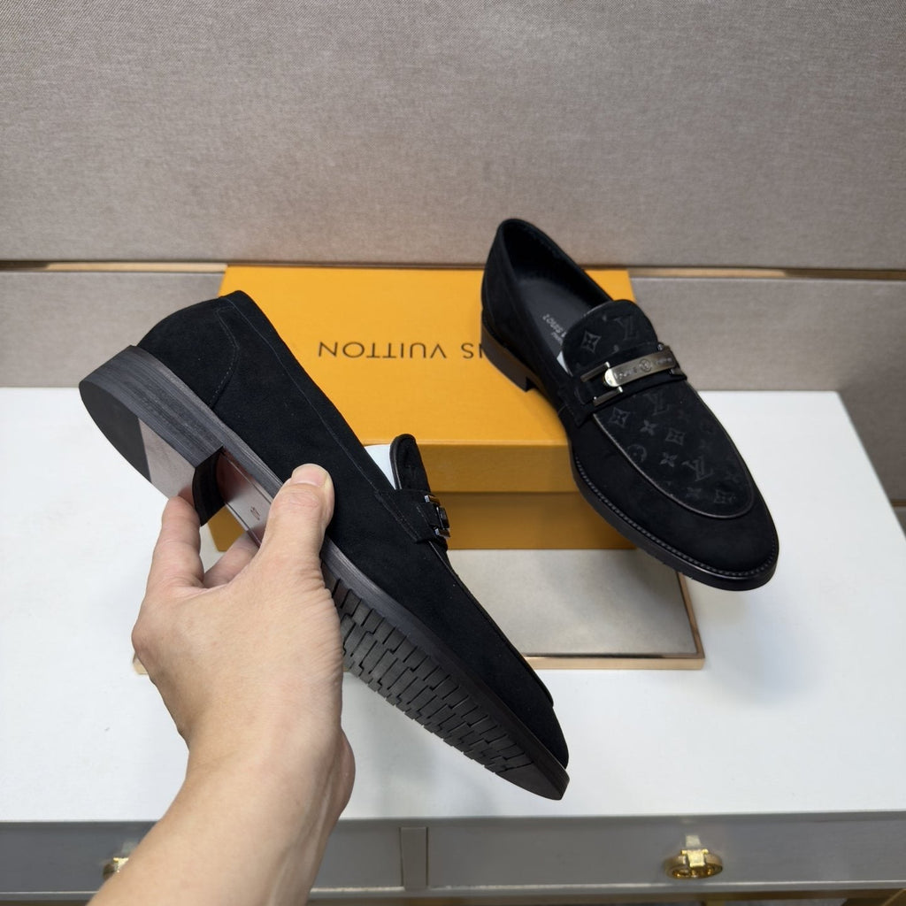 Louis Vuitton Black Monogram Bar Loafers — detail