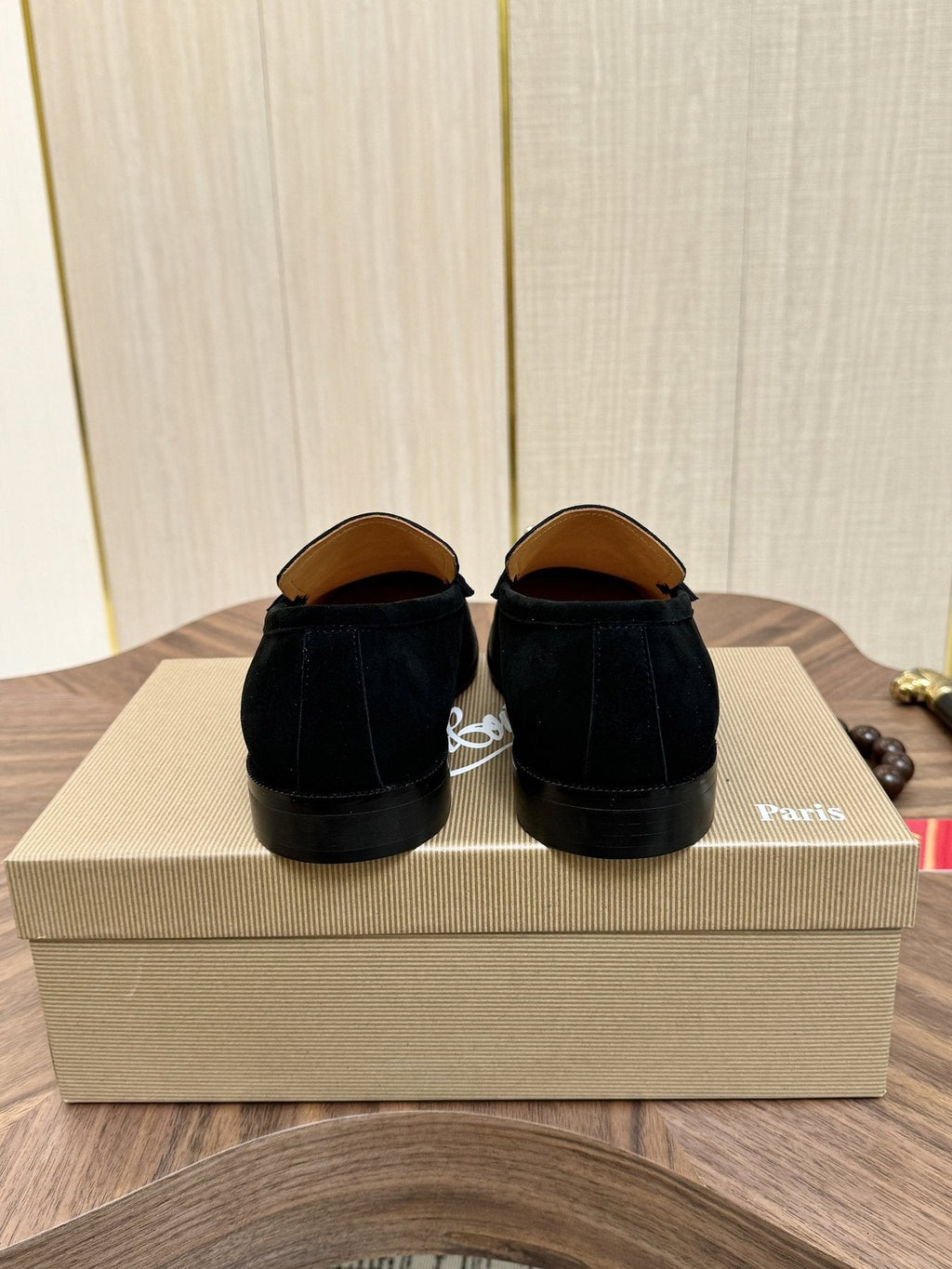 Christian Louboutin Black Metal-Accent Slip-On Loafers — back