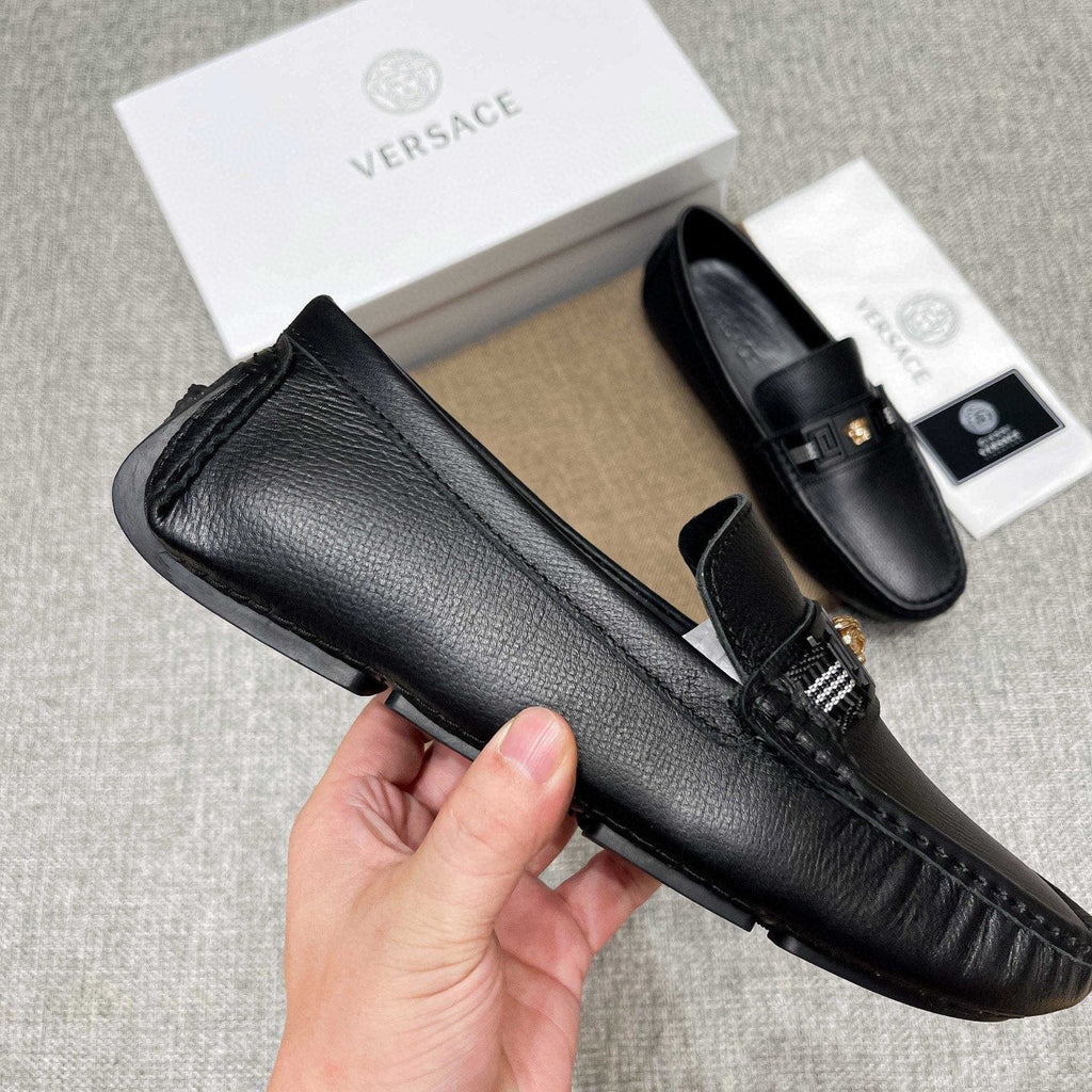 Versace Black Medusa Accent Loafers — side