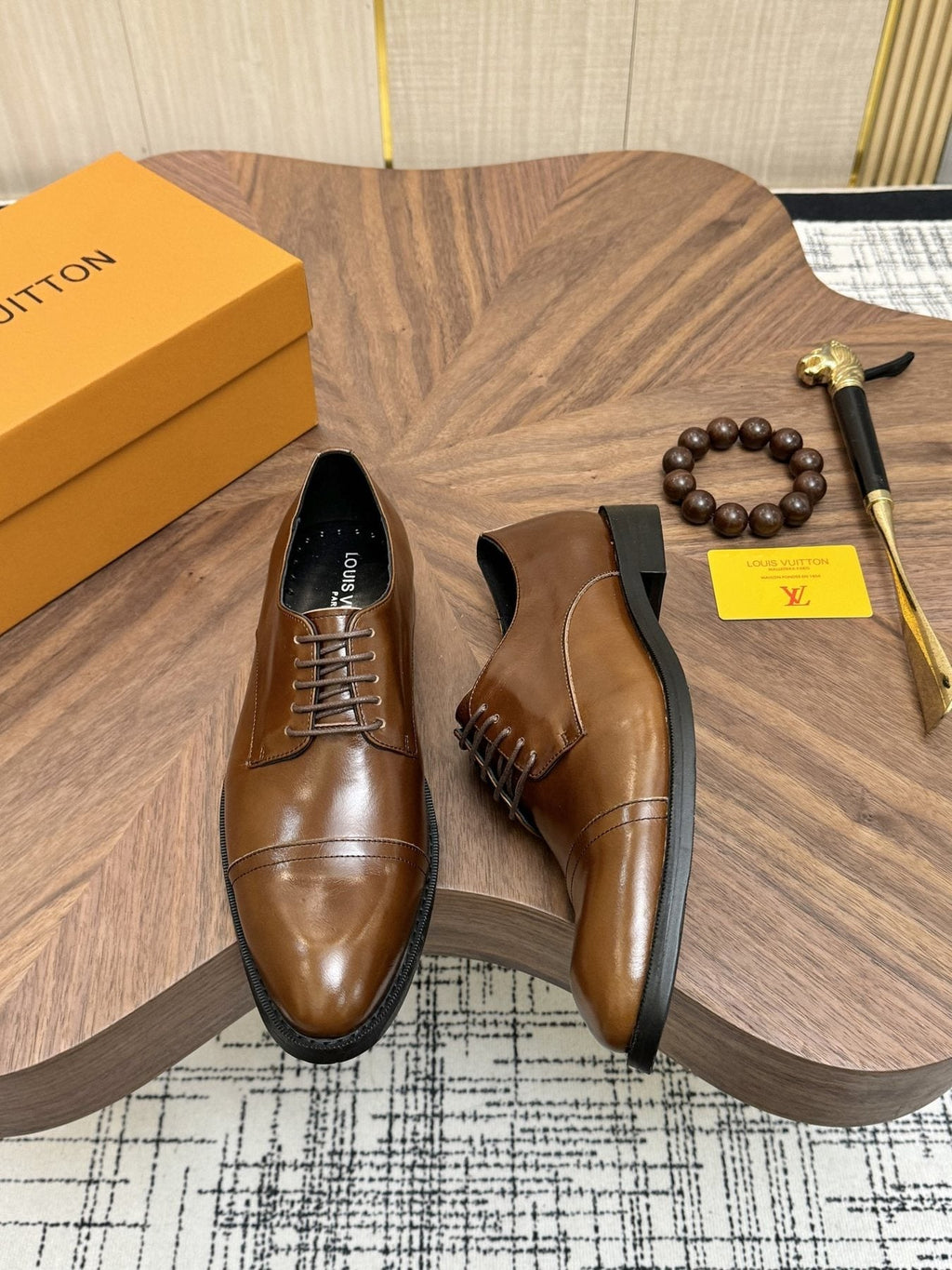 Louis Vuitton Brown Lace-Up Dress Shoes — front