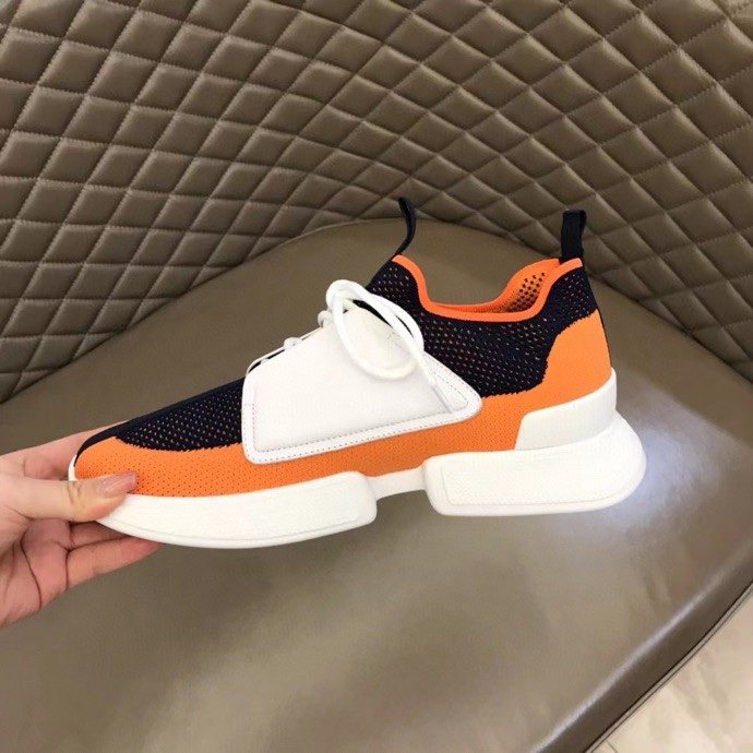Black Orange & White Knit-Look Sneakers — side