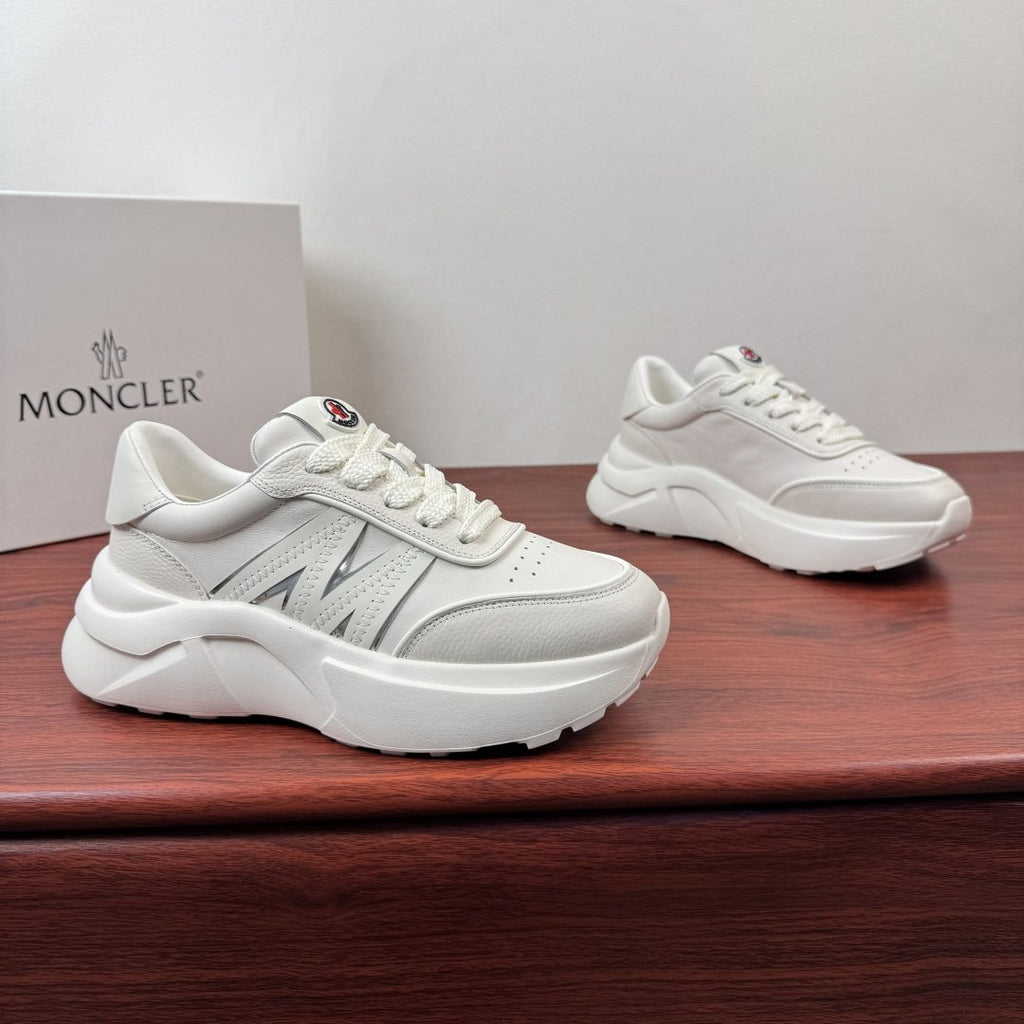 Moncler White Chunky Sole Sneakers — front