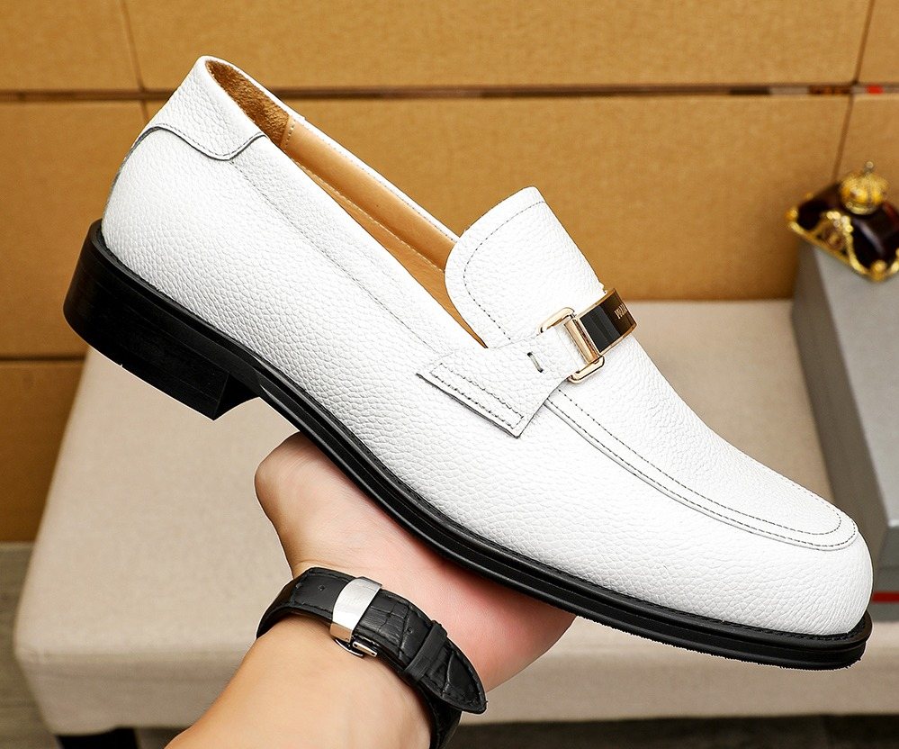 PRADA White Leather Loafers — front
