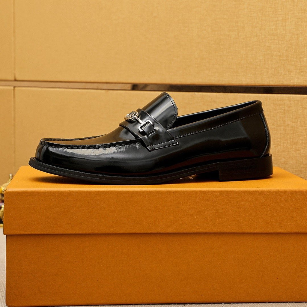 Louis Vuitton Black Metal-Hardware Loafers — side