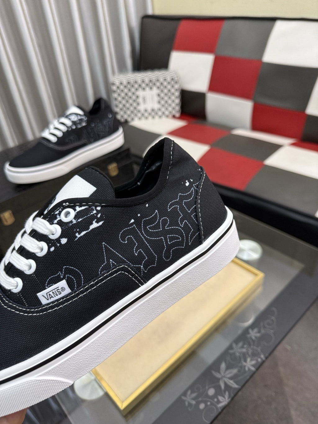 Vans Black Graphic Low-Top Sneakers — side