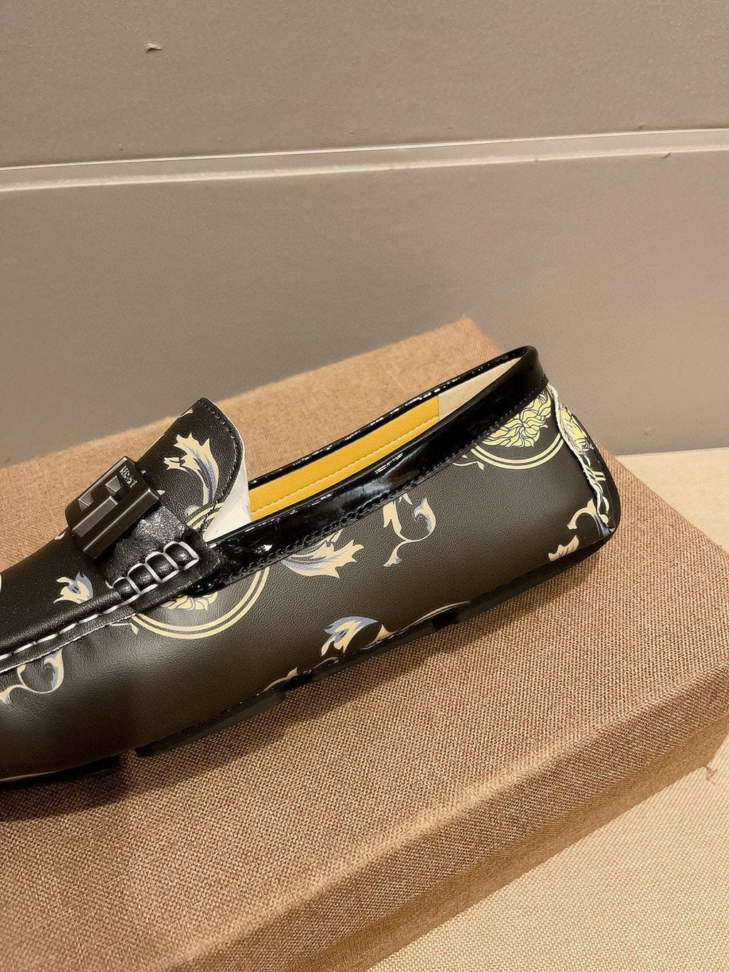 Versace Black & Gold Slip-On Loafers — detail