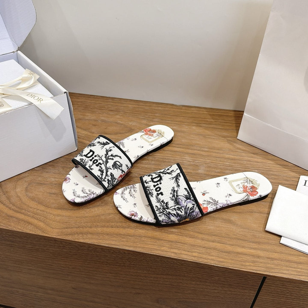 Dior Floral Printed Slide Sandals — front