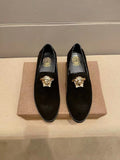 Versace Black Gold-Tone Ornament Loafers — hero