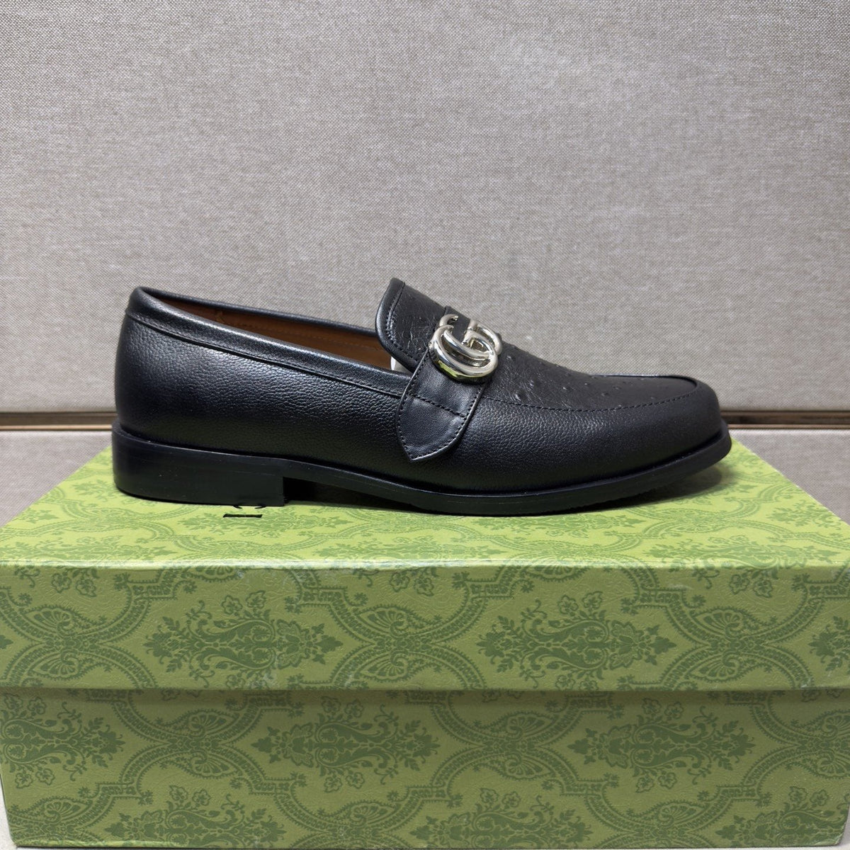 Gucci Black Metal-Hardware Loafers — side