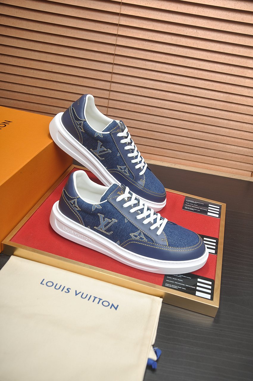 Louis Vuitton Blue Monogram Low-Top Sneakers — front