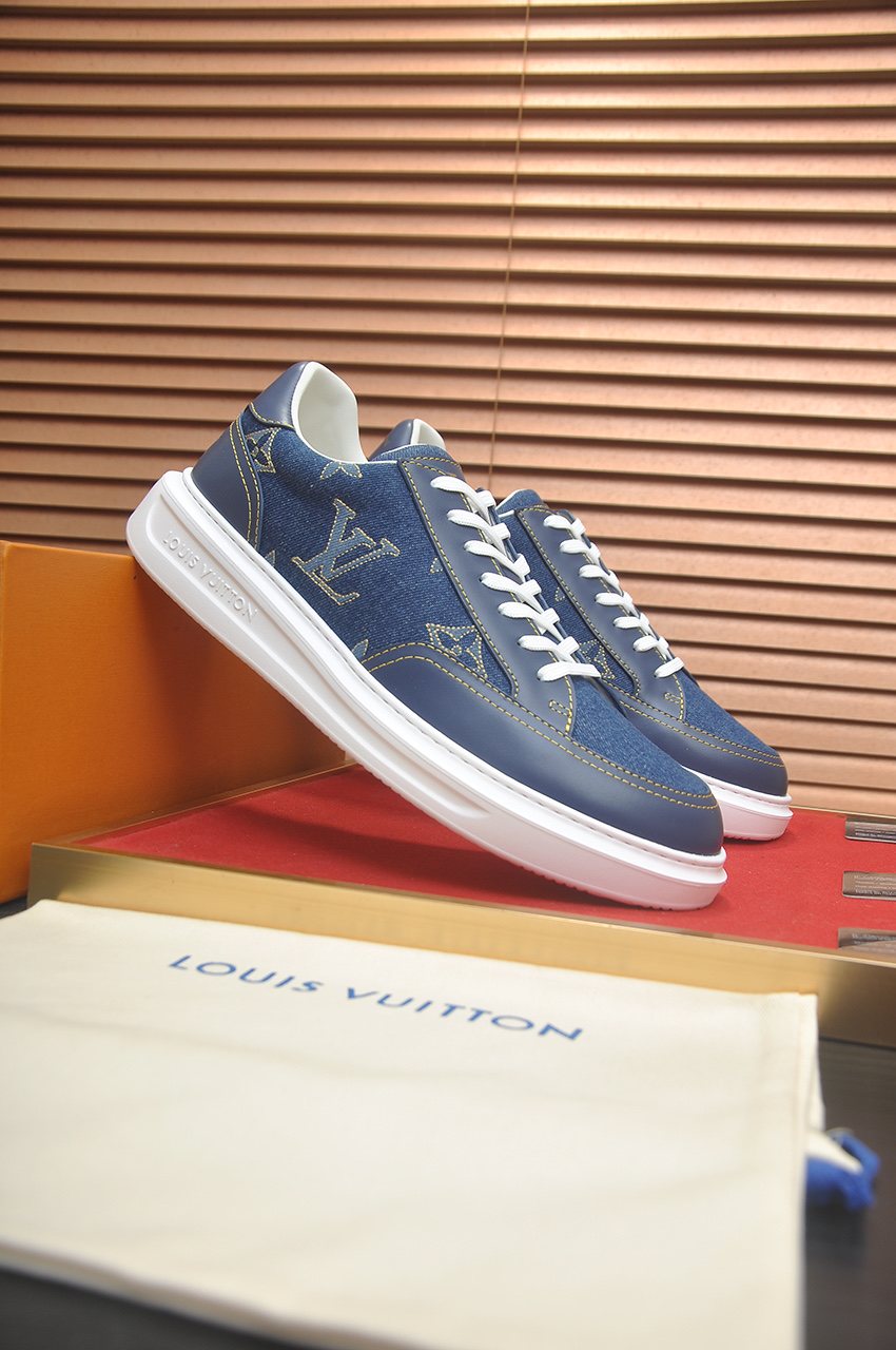 Louis Vuitton Blue Monogram Low-Top Sneakers — front