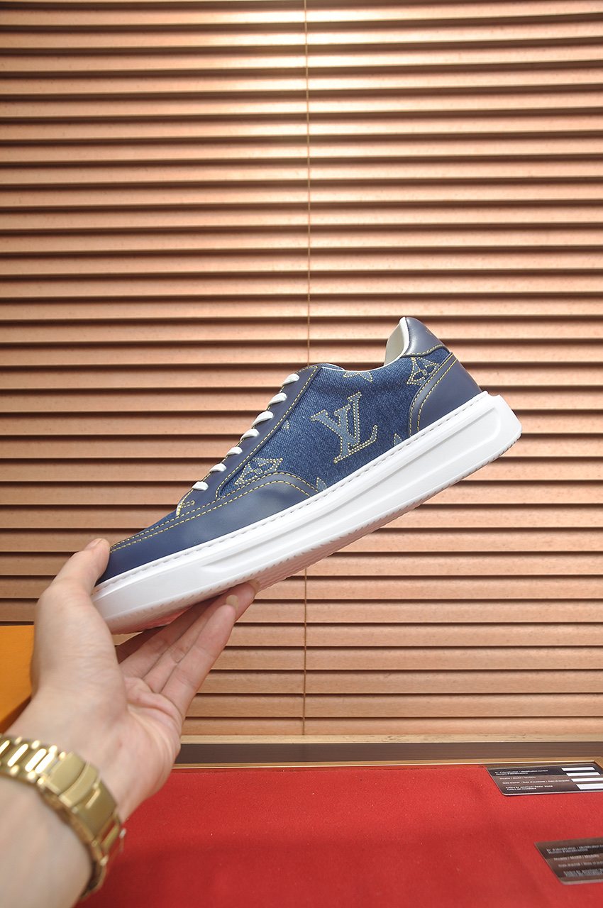 Louis Vuitton Blue Monogram Low-Top Sneakers — side