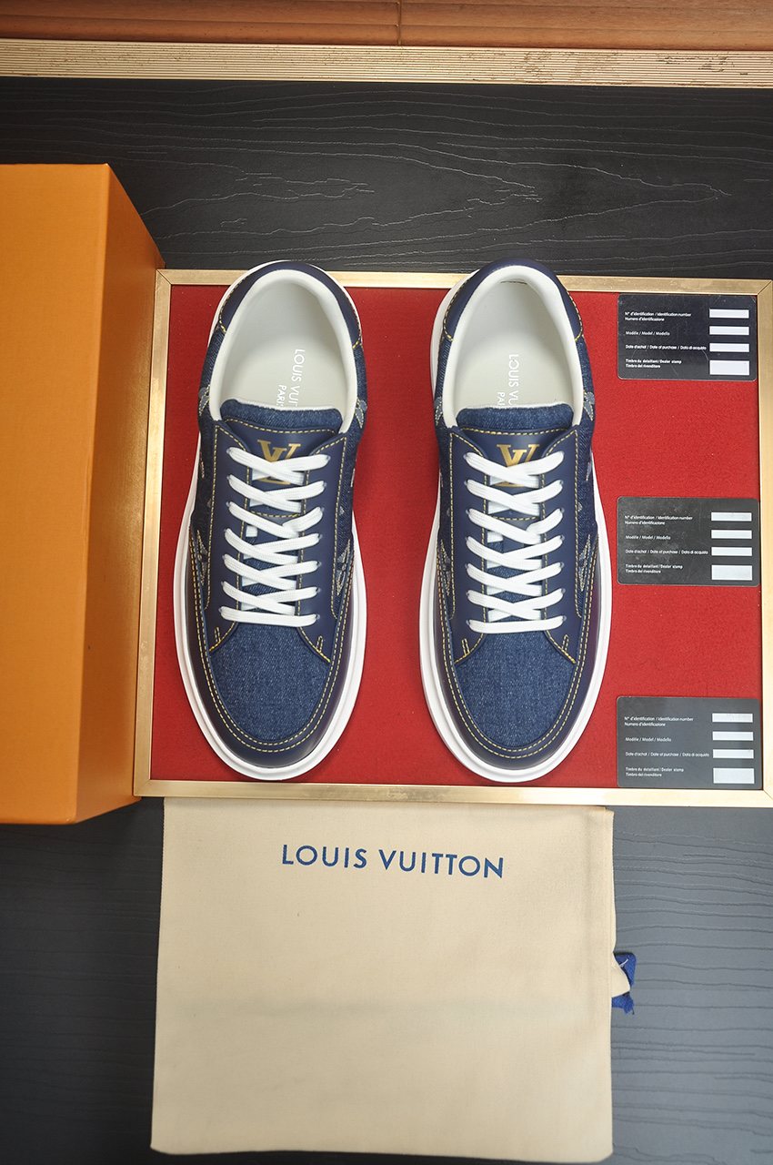 Louis Vuitton Blue Monogram Low-Top Sneakers — front