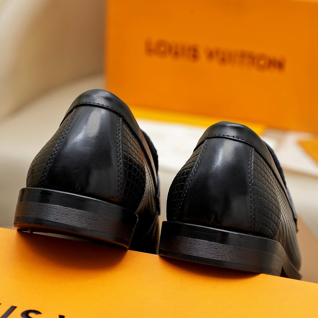 Louis Vuitton Black Textured Loafers — back