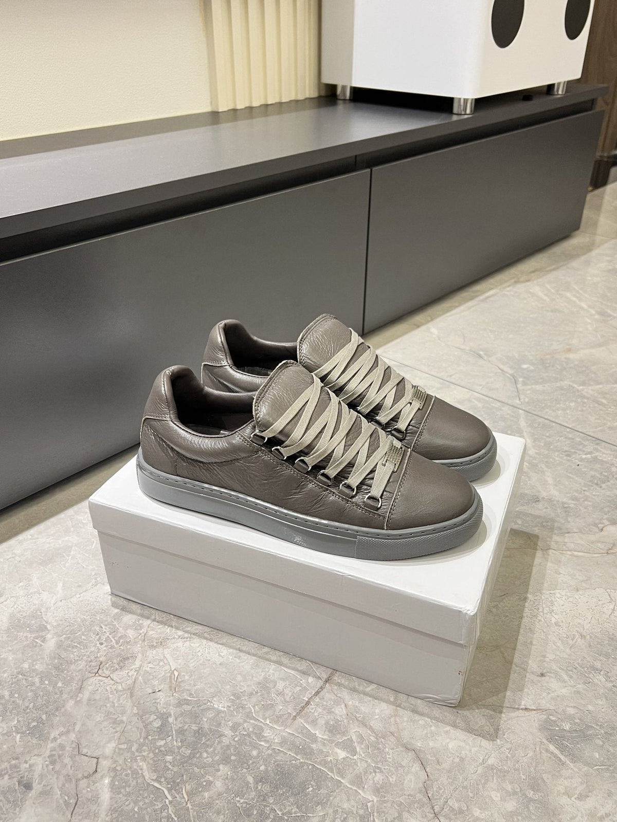Balenciaga Taupe Gray Low-Top Sneakers — side