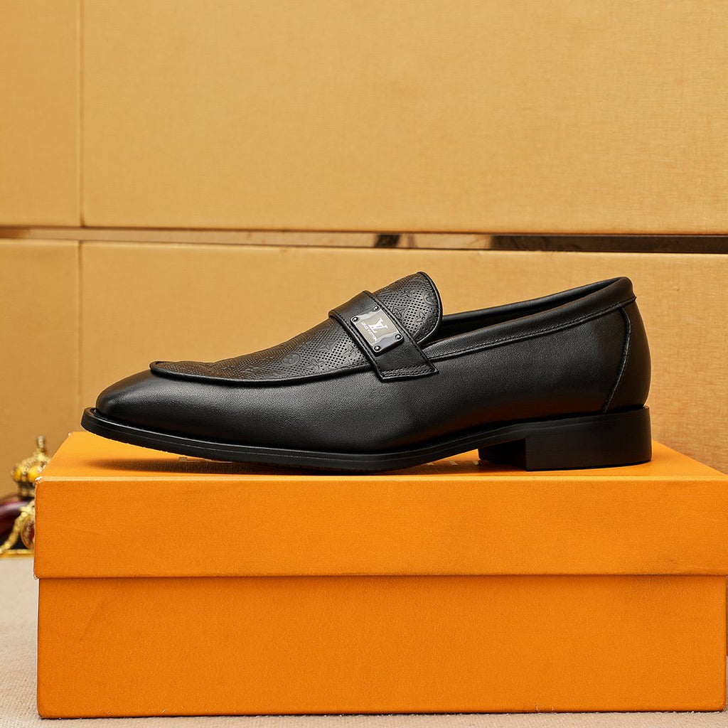 Louis Vuitton Black Embossed Loafers — side