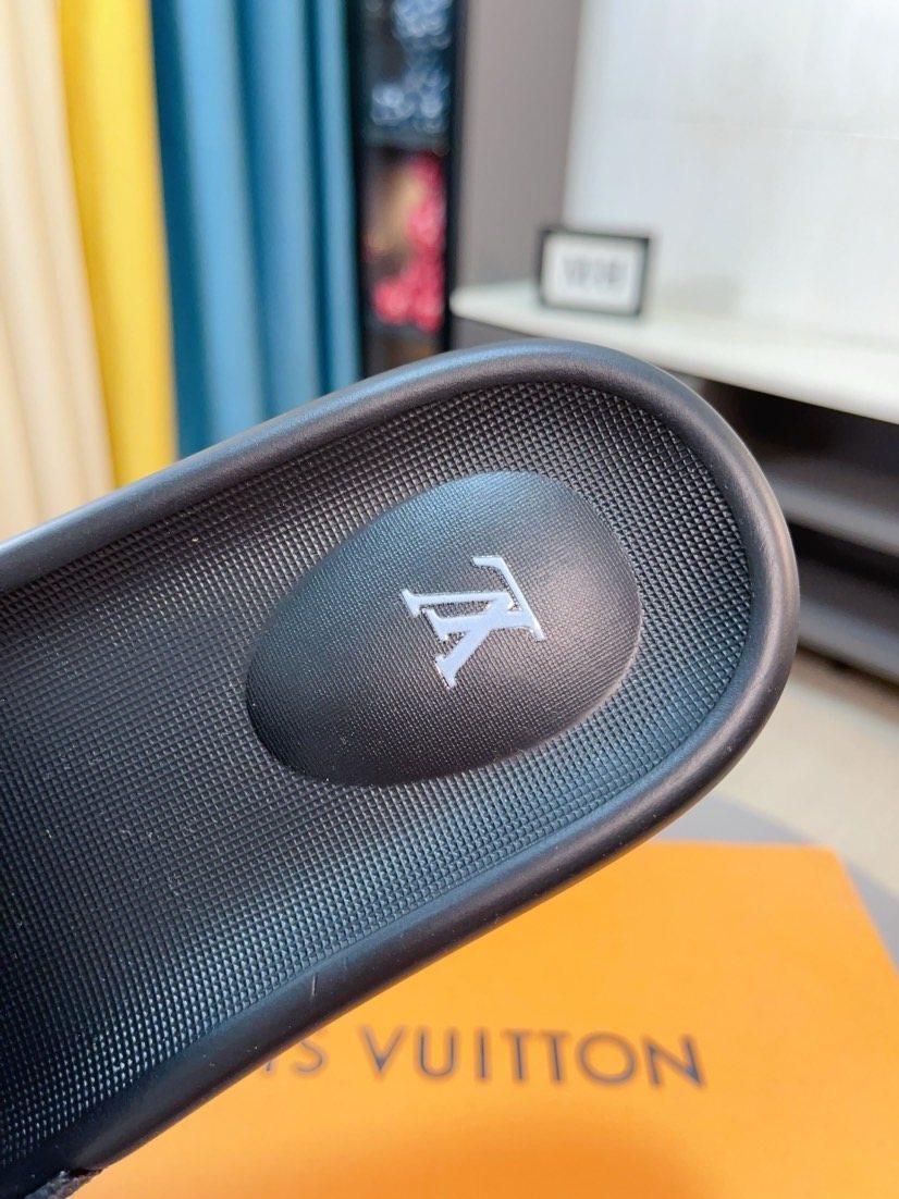 Louis Vuitton Monogram-Style Slide Sandals — detail