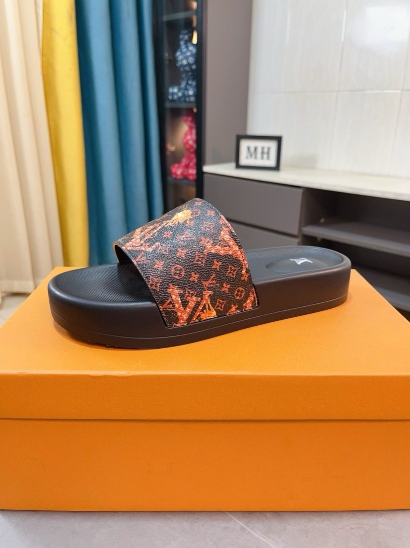 Louis Vuitton Monogram-Style Slide Sandals — hero