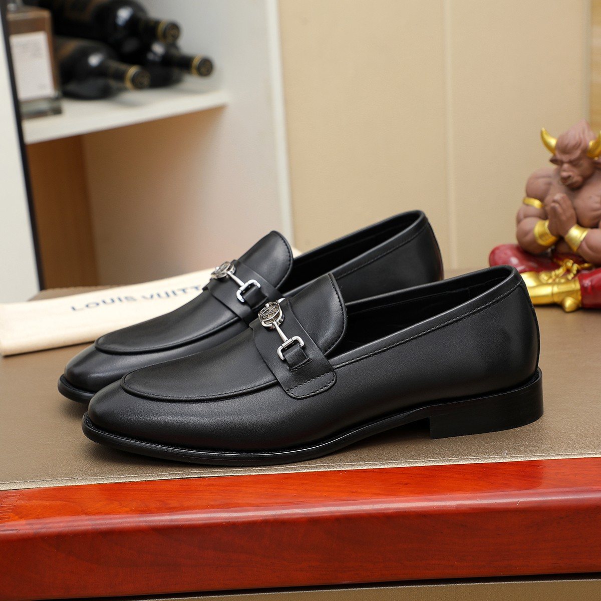 Louis Vuitton Black Horsebit-Style Loafers — front