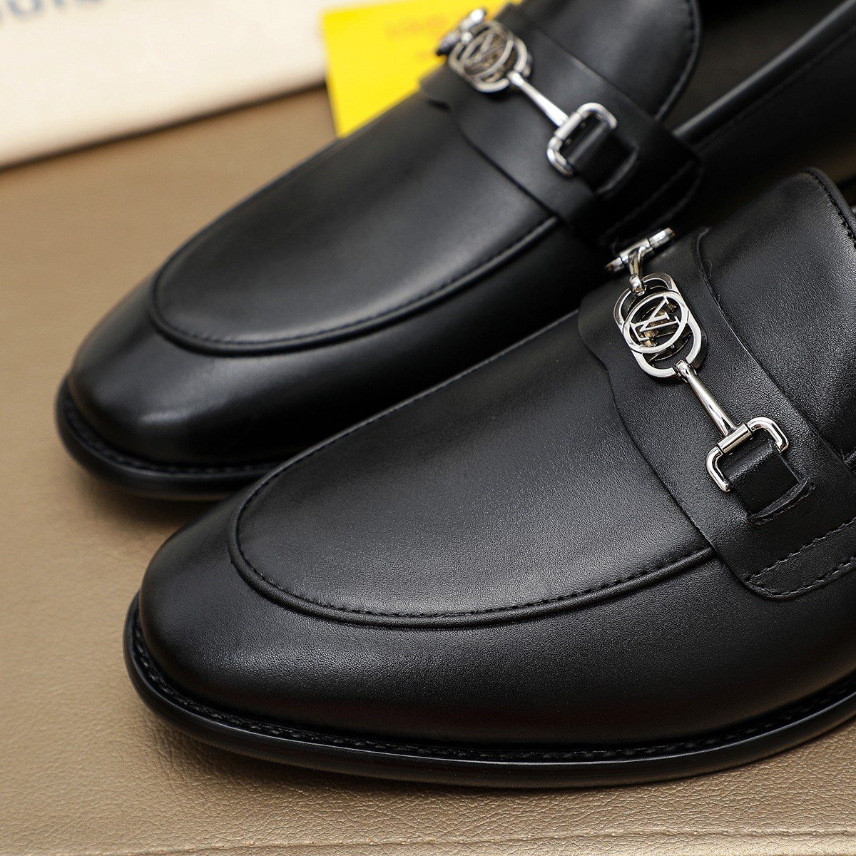 Louis Vuitton Black Horsebit-Style Loafers — detail