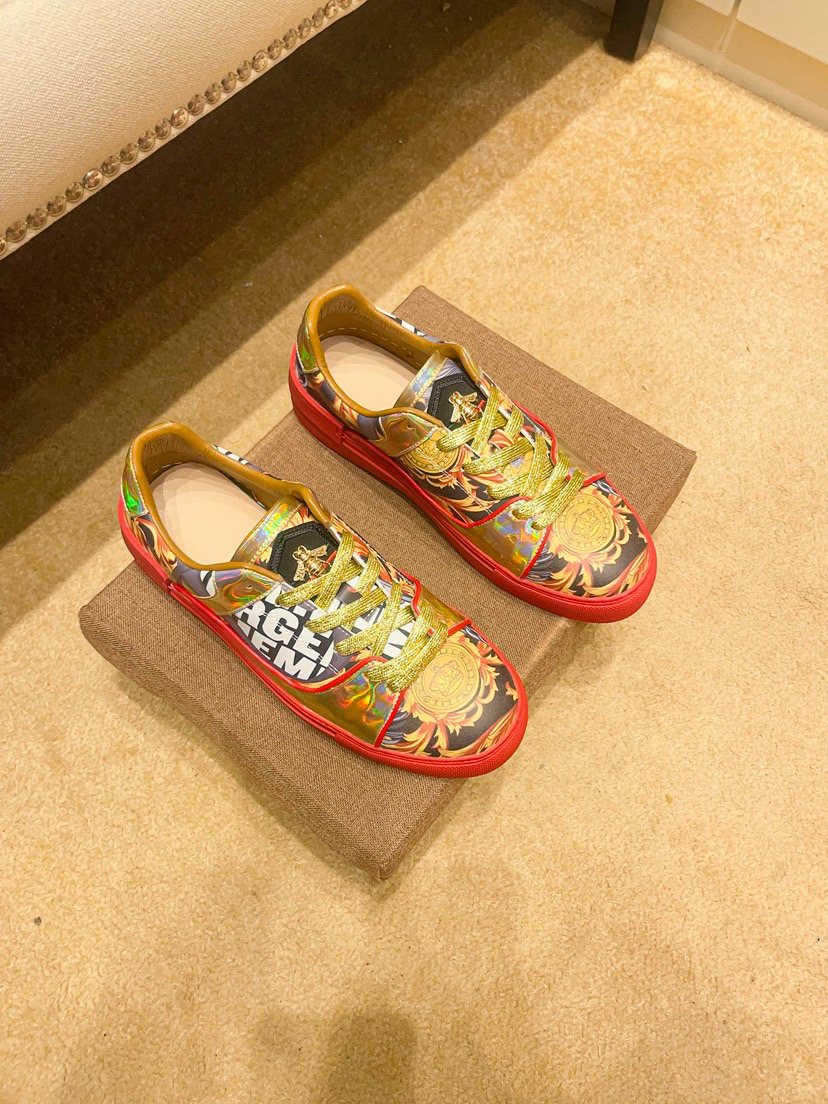 Yellow Graphic Print Low-Top Sneakers — front