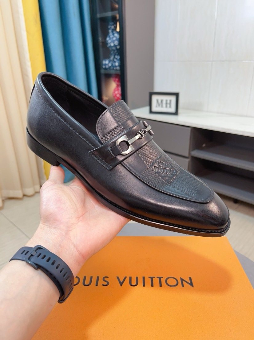 Louis Vuitton Dark Brown Buckle Loafers — front