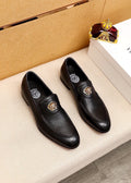 VERSACE Black Medallion Slip-On Shoes — hero