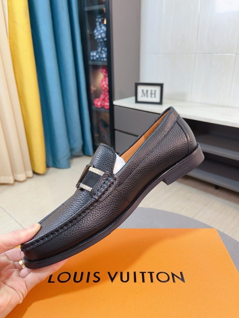 Louis Vuitton Dark Brown Textured Loafer — side