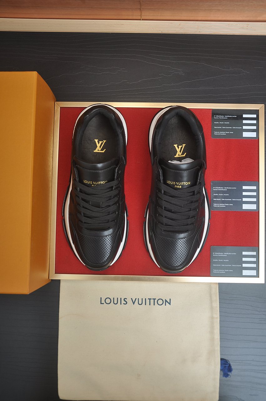 Louis Vuitton Black and White Low-Top Sneakers — front