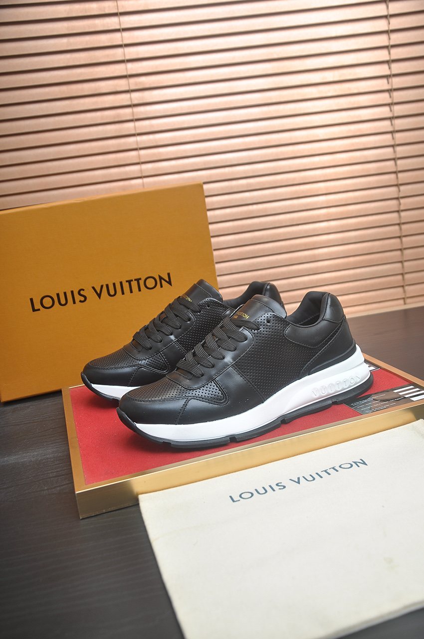 Louis Vuitton Black and White Low-Top Sneakers — front