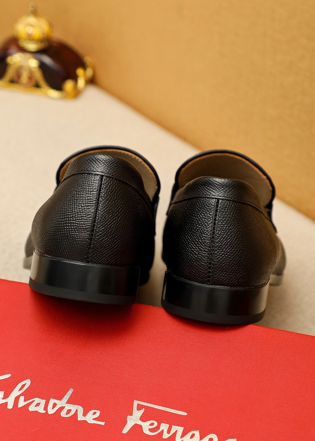 Ferragamo Black Buckle Loafers — back