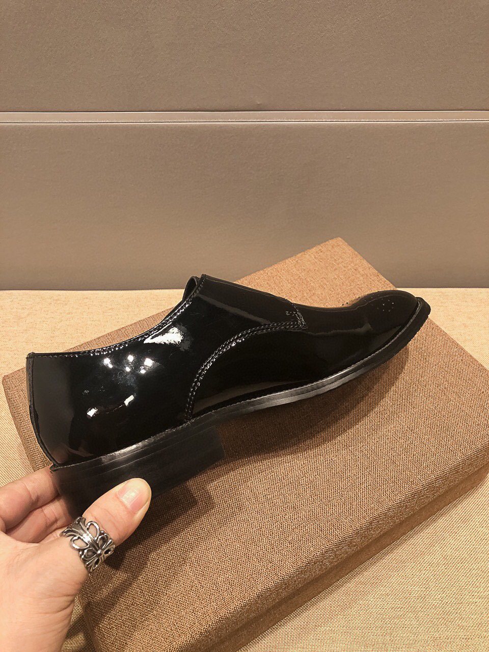Versace Black Embroidered Dress Shoes — side