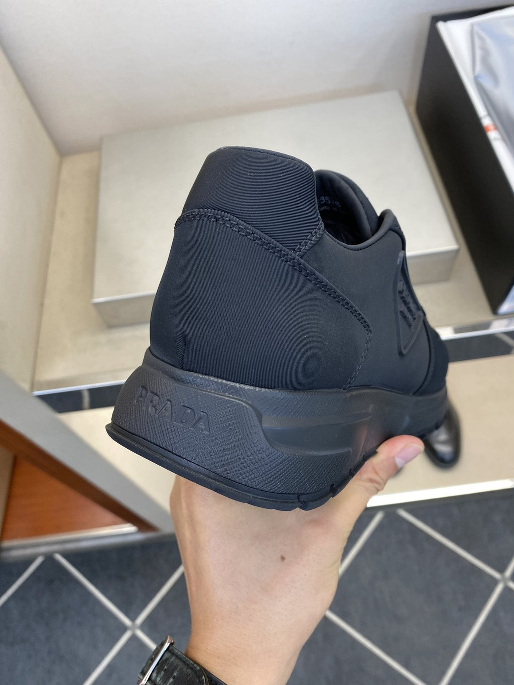 Prada Black Lace-Up Sneakers — back