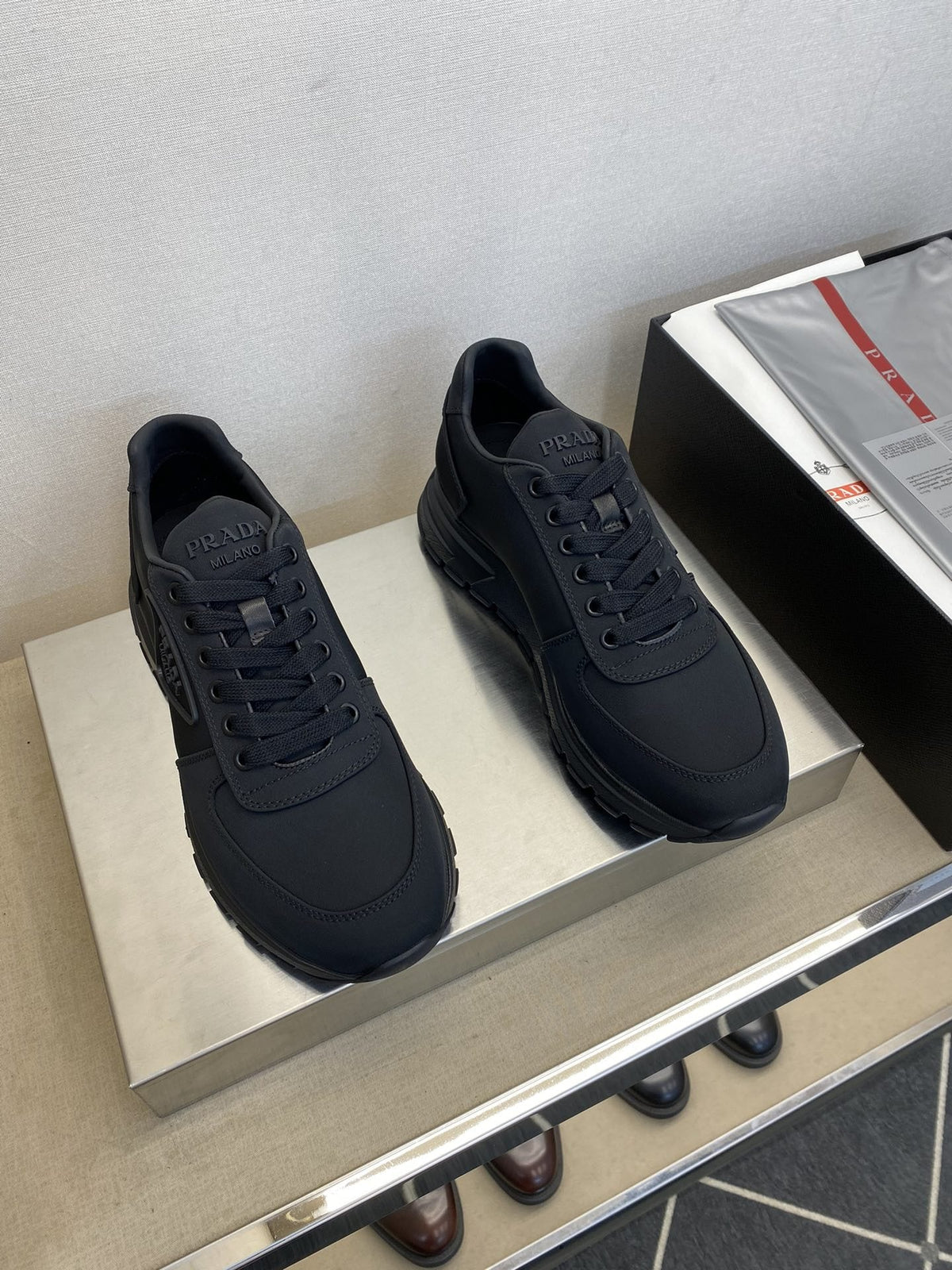 Prada Black Lace-Up Sneakers — hero
