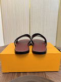 Loro Piana Black and Burgundy Slide Sandals — hero