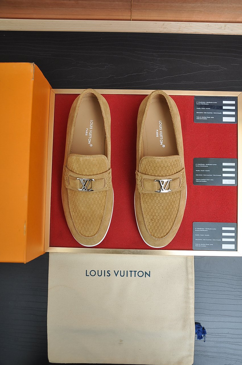 Louis Vuitton Tan Buckle Loafers — front