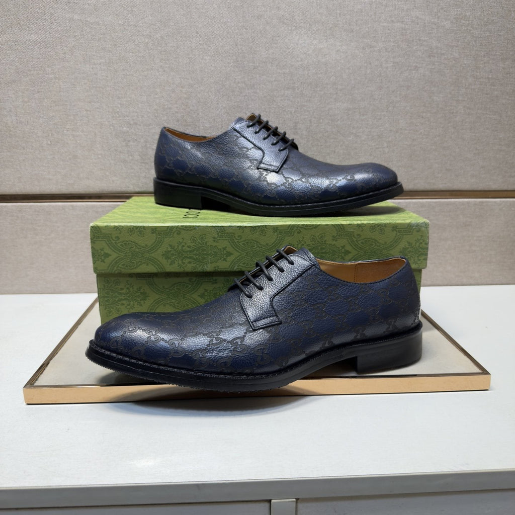 Gucci Navy Lace-Up Shoes — front