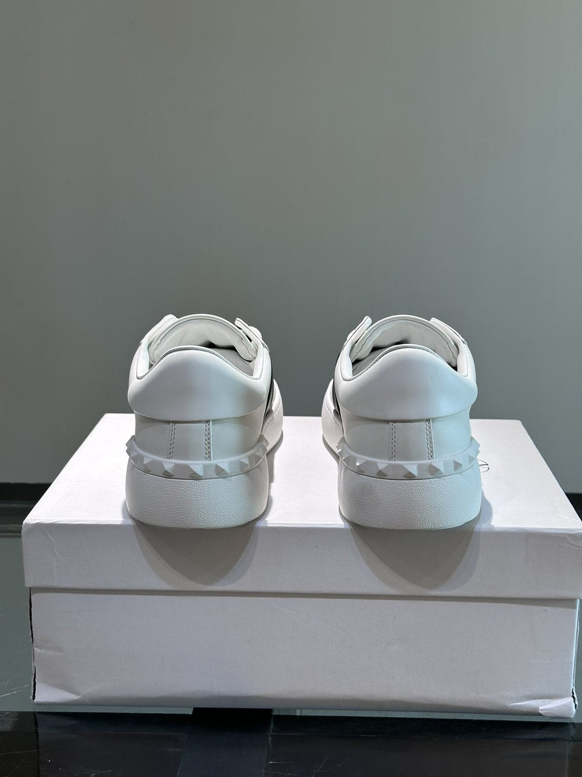 Valentino White Sneakers with Black Strap — back