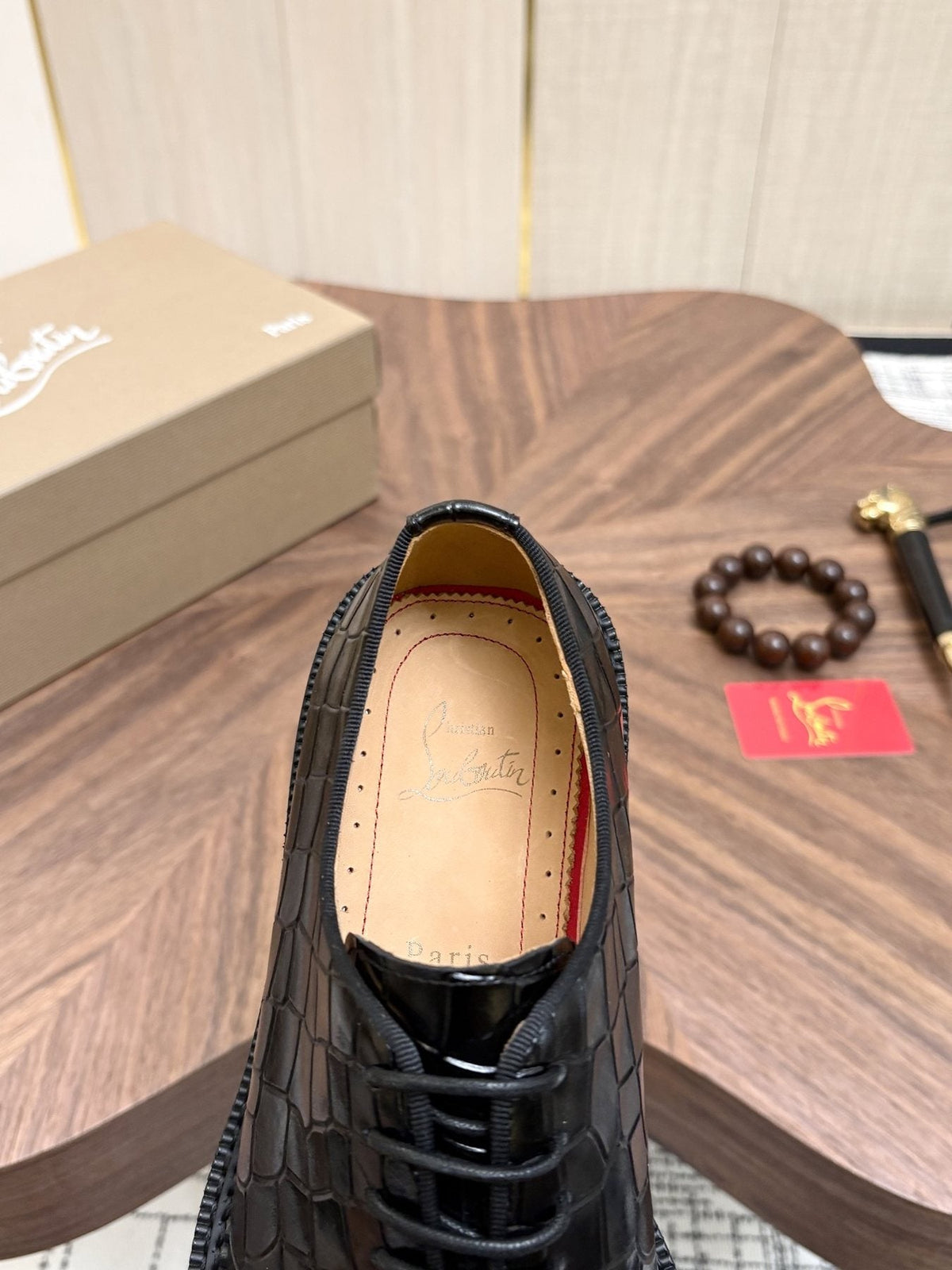 Black Embossed Lace-Up Dress Shoes — side