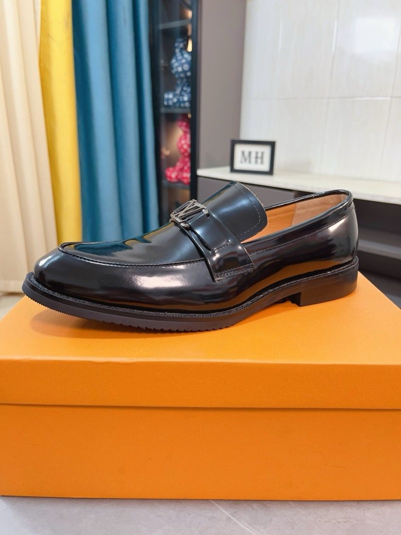 Louis Vuitton Black Buckle Loafers — side
